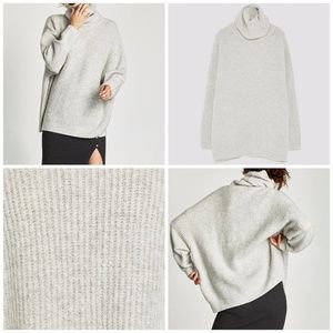 ZARA OVERSIZED ROLL NECK SWEATER MID-GREY NWOT